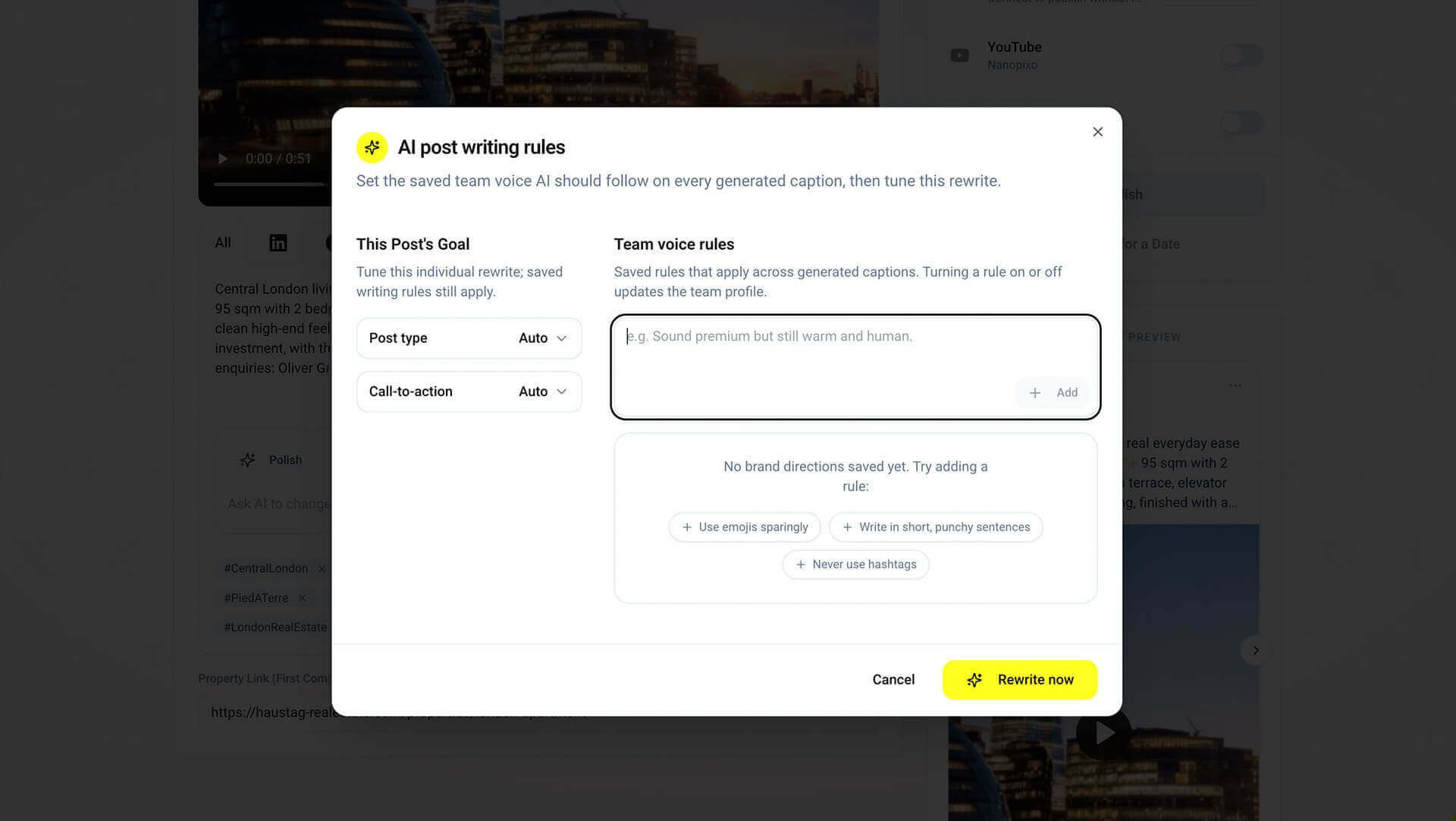 AI captions written in your brand voice screenshot