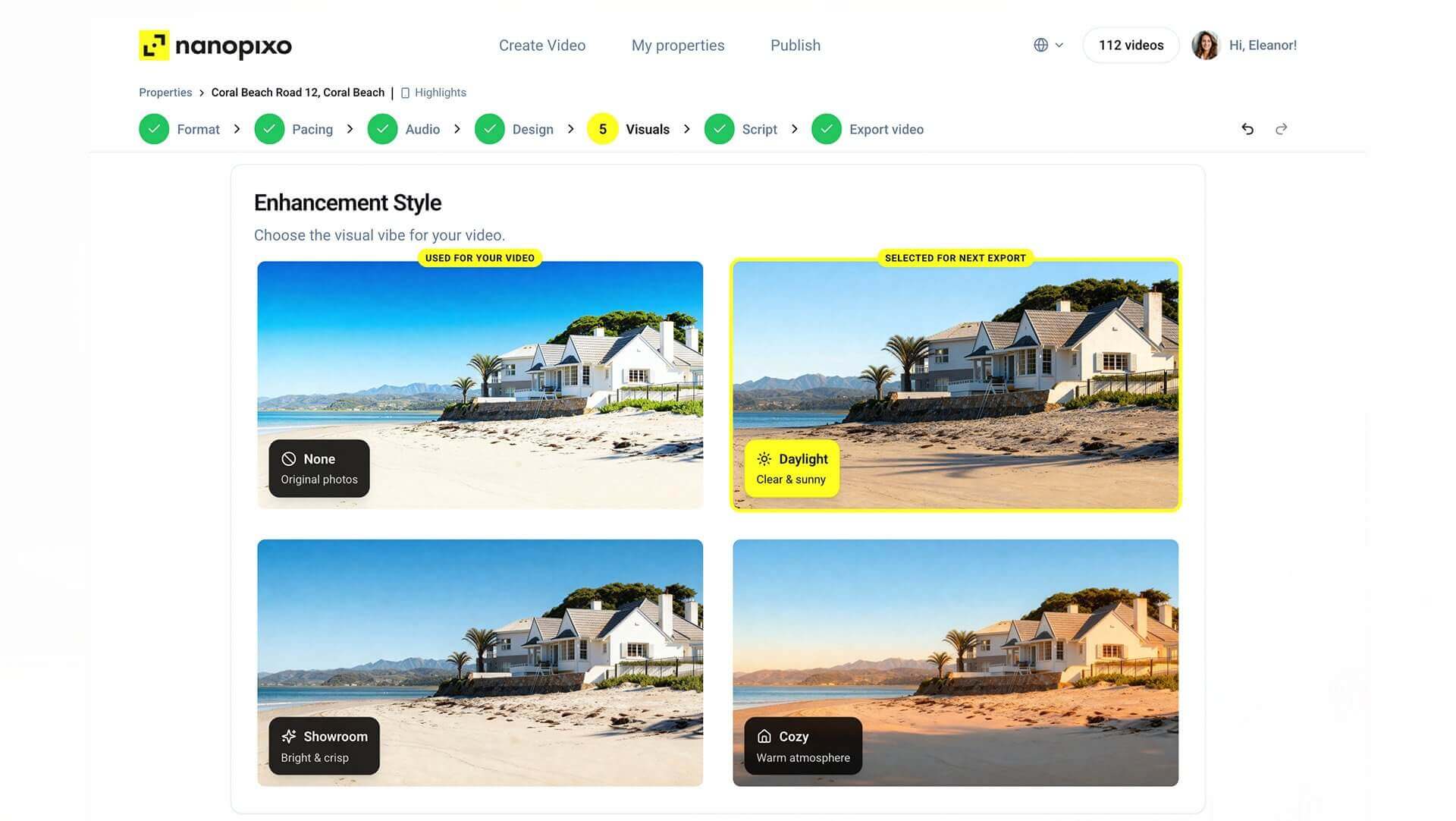 Atmosphere styles: Daylight, Showroom or Cozy screenshot